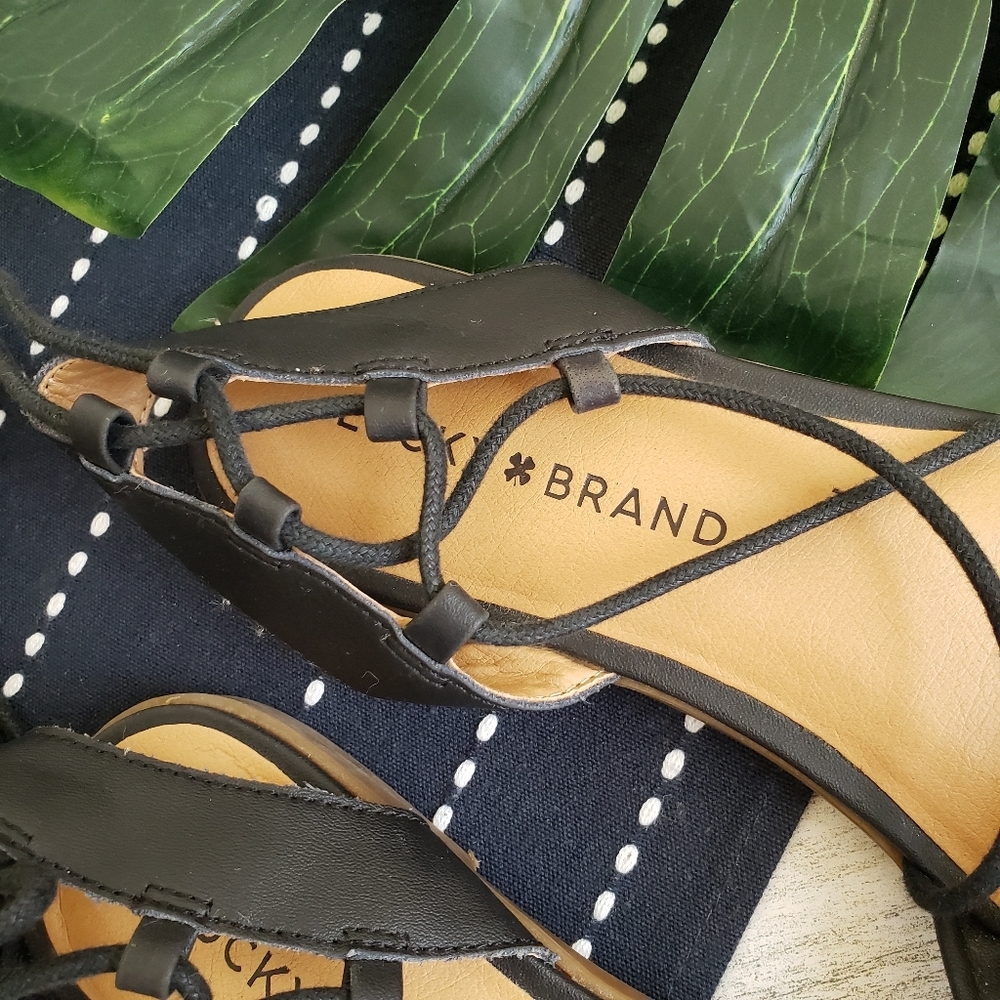 Lucky Brand| Mackneill Lace Up Woven Flats Black Size 6.5 - Picture 3 of 5